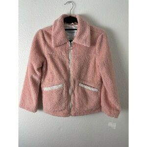 Urban Republic Girl's Kid's Soft Fleece Front Zip Jacket Pink White Sz L (14/16)
